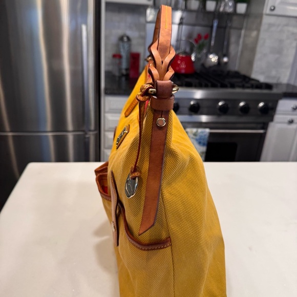 Dooney & Bourke “Florentine” Shoulder Bag Yellow Canvas & Leather EUC - Picture 6 of 16